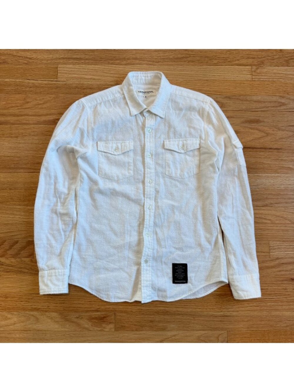 Vanquish Japan White Cotton Slub Button Up Shirt Small
